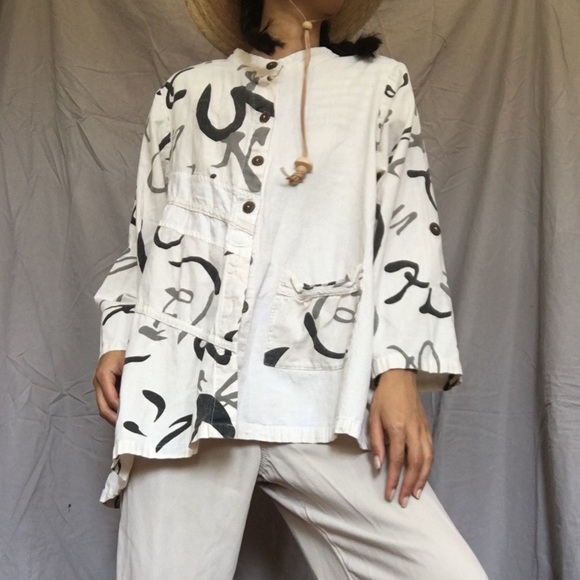 Good! Linen pattern shirt in beige and gray colors - Picture 2 of 3